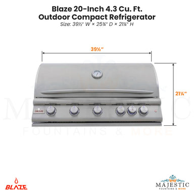Blaze Premium LTE+ 40-Inch 5-Burner Gas Grill with Rear Burner - Majestic Fountains