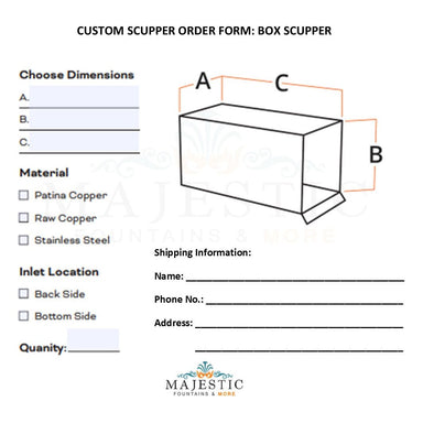 Box Scupper - Custom Scupper Form - Majestic Fountains and More