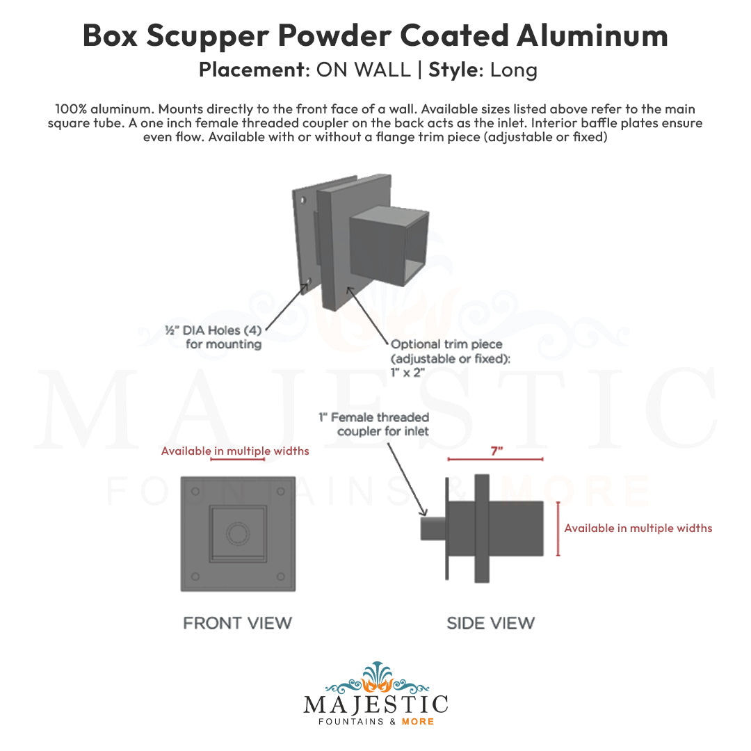 Box Scupper On Wall Long - Majestic Fountains