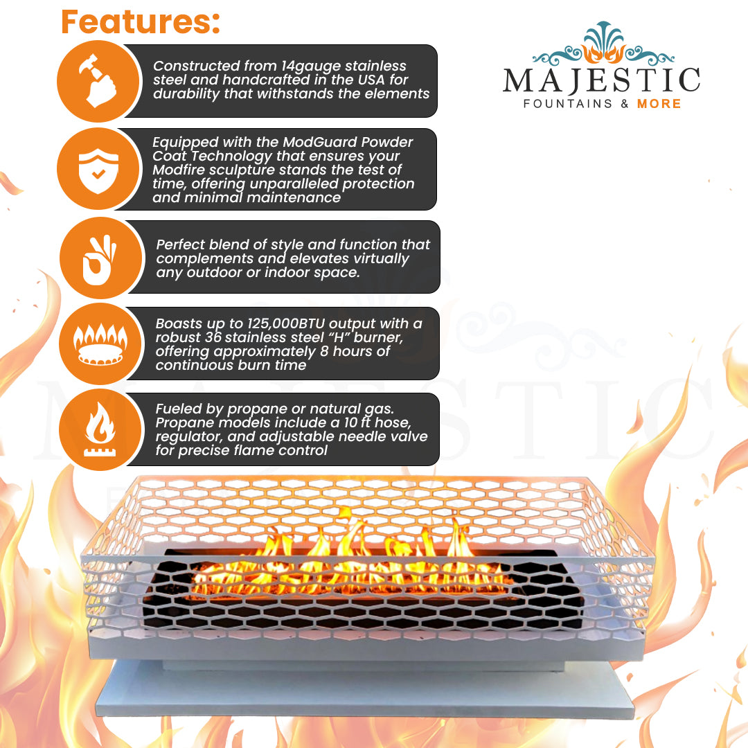 Boxfire Fire Pit in Powder Coated  - Majestic Fountains