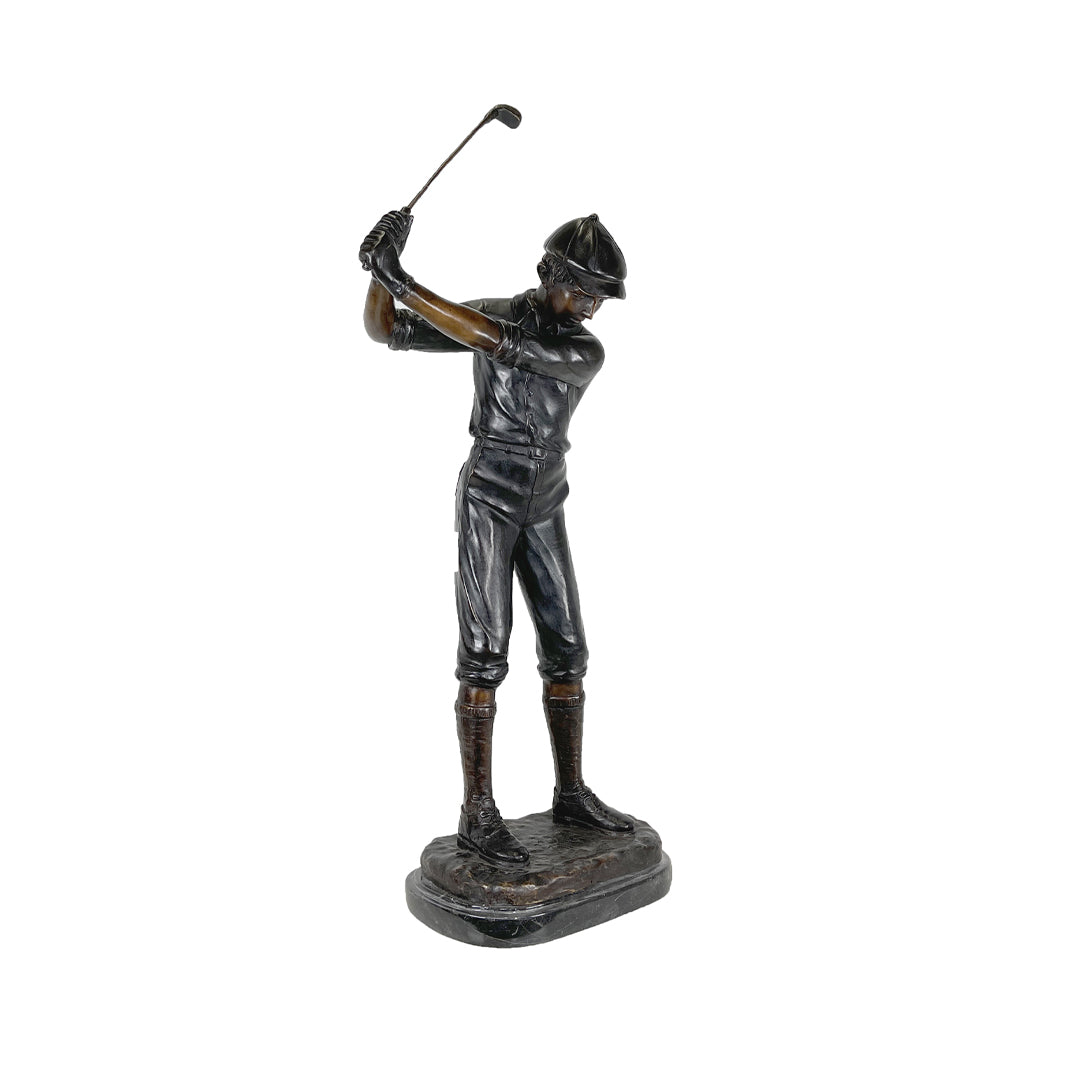 Boy Playing Golf Bronze Table Top Sculpture - Majestic Fountains