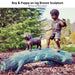Boy & Puppy on log Bronze Sculpture - Majestic Fountains