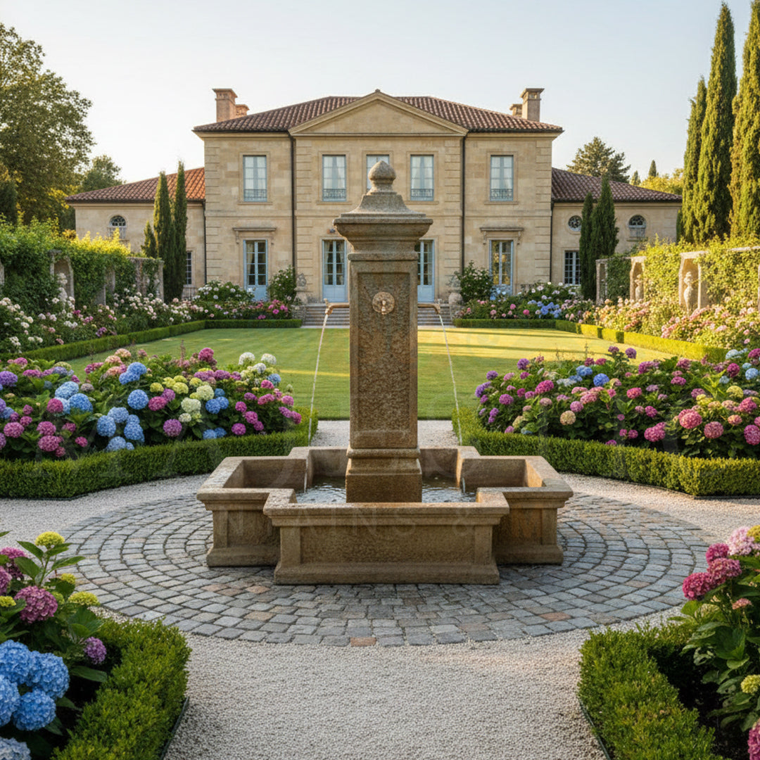 Bronze Marino Concrete Outdoor Courtyard Fountain With Basin - 1070  - Majestic Fountains