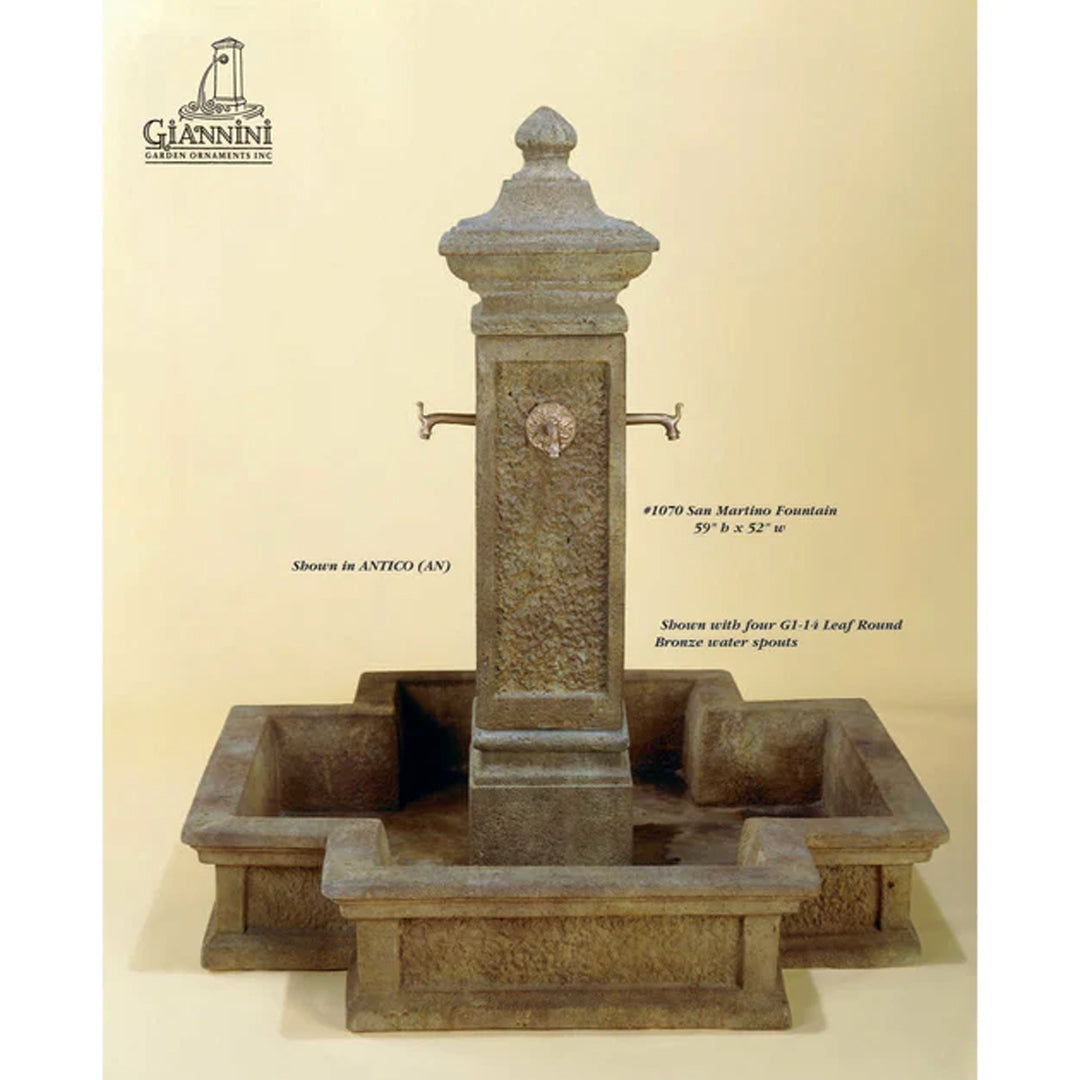 Giannini Garden Bronze Marino Concrete Outdoor Courtyard Fountain With Basin - 1070 - Majestic Fountains