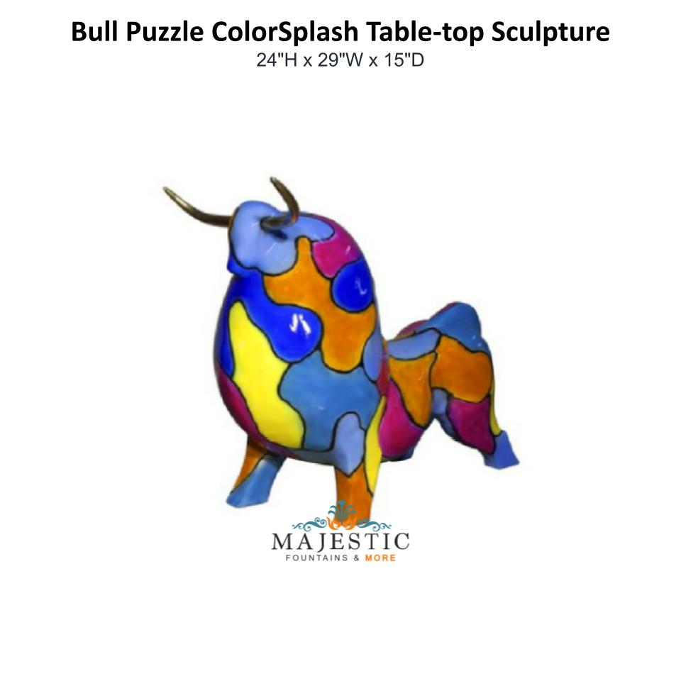 Bull Puzzle ColorSplash Table-top Sculpture - Majestic Fountains & More