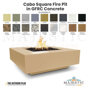 Cabo Square Fire Pit in GFRC Concrete - Majestic Fountains