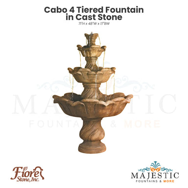 Cabo 4 Tiered Fountain in Cast Stone - Majestic Fountains