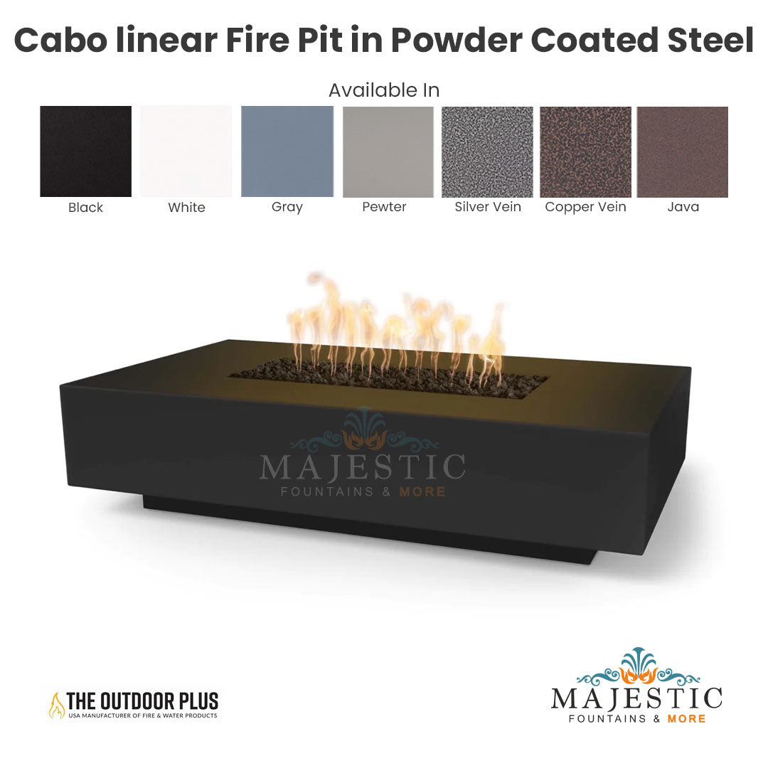 Cabo linear Fire Pit in Powder Coated Steel - Majestic Fountains and More