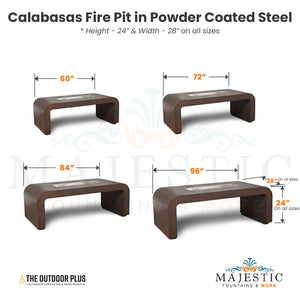Calabasas Fire Pit in Powder Coated Steel Size - Majestic Fountains and More