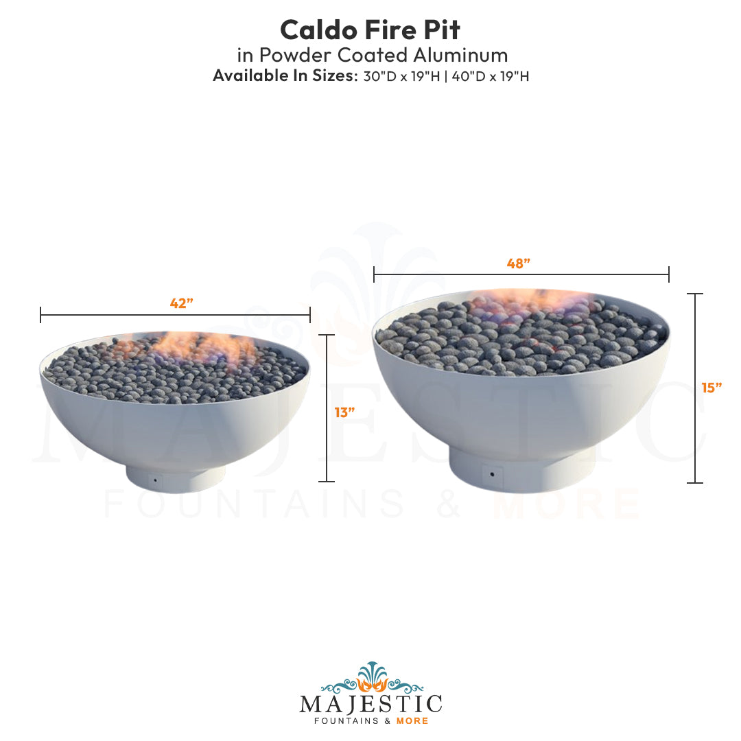 Caldo Fire Pit in Powder Coated Steel - Majestic Fountains