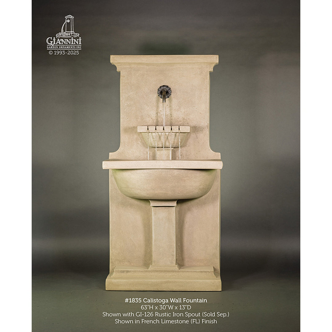 Calistoga Concrete Outdoor Wall Fountain - #1835 - Majestic Fountains and More