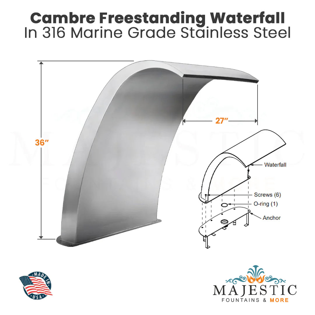 Cambre Freestanding Waterfall - Majestic Fountains