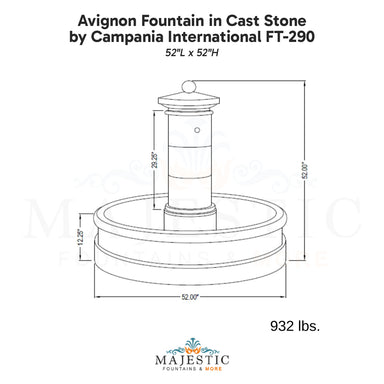 Campania Avignon Fountain in Cast Stone FT-290 - Majestic Fountains
