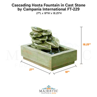 Campania Cascading Hosta Fountain in Cast Stone FT-229 - Majestic Fountains