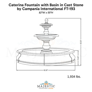 Campania Caterina Fountain with Basin in Cast Stone FT-193 - Majestic Fountains