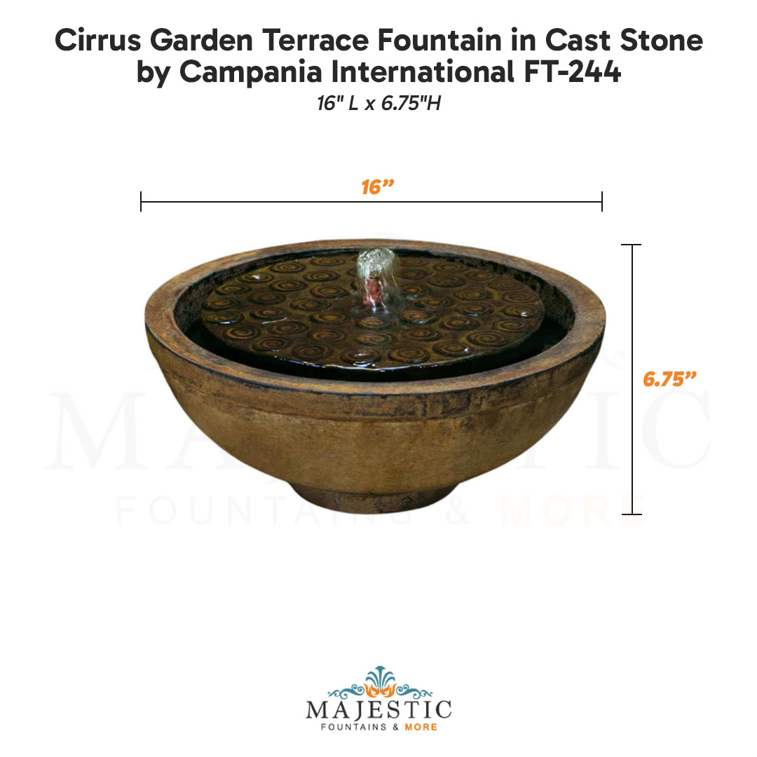 Campania Cirrus Garden Terrace Fountain in Cast Stone FT-244 - Majestic Fountains