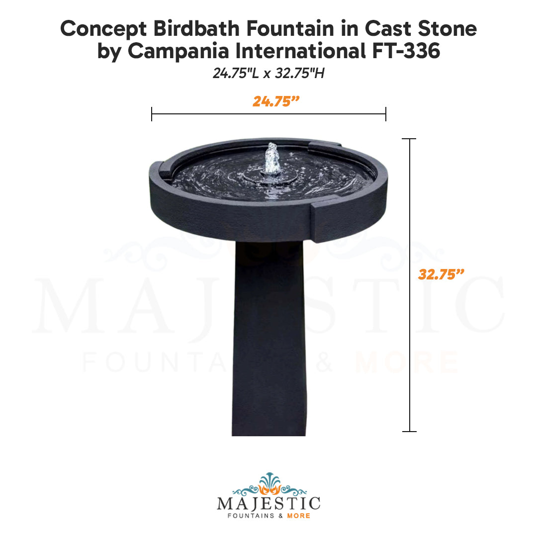 Campania Concept Birdbath Fountain in Cast Stone FT-336 - Majestic Fountains