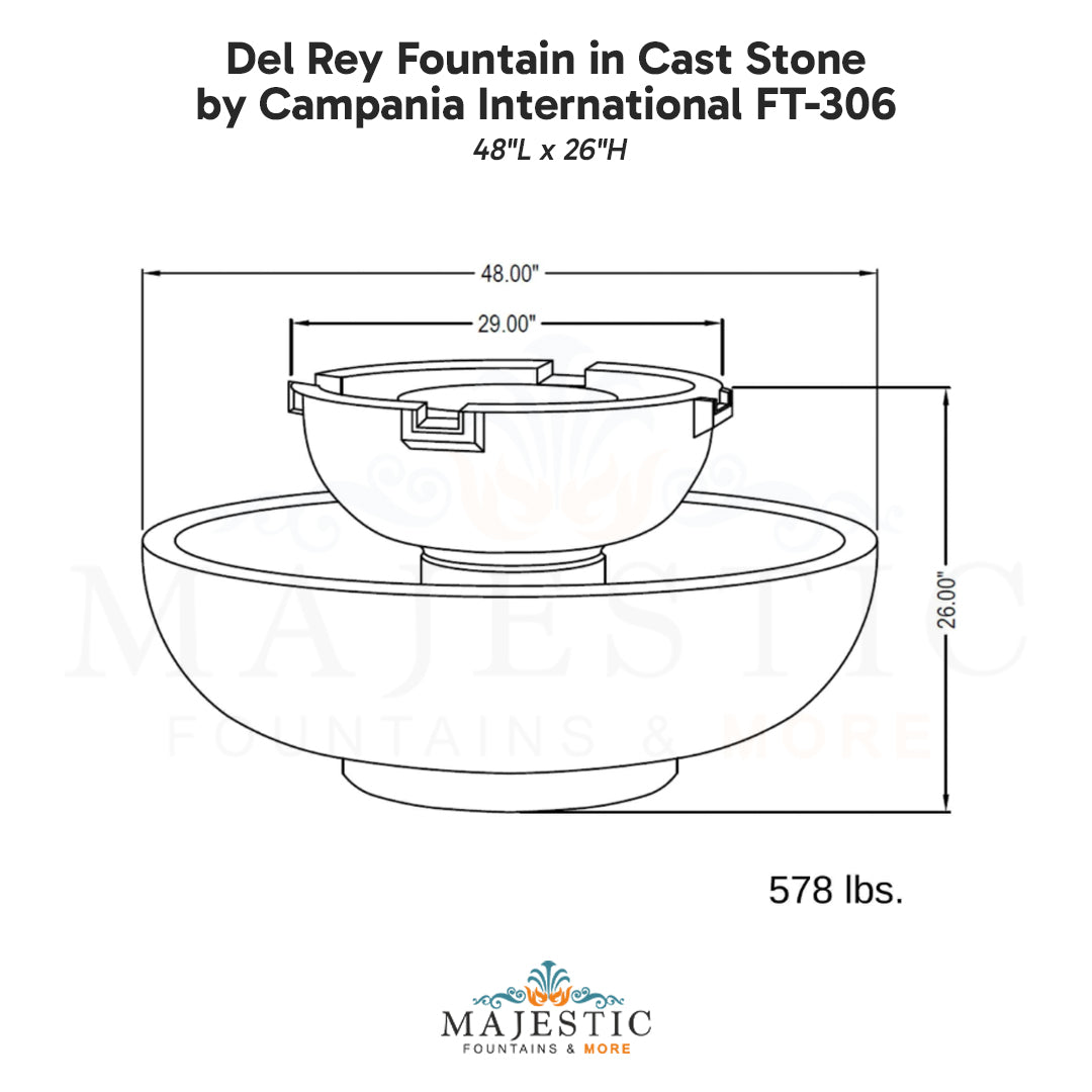 Campania Del Rey Fountain in Cast Stone FT-306 - Majestic Fountains