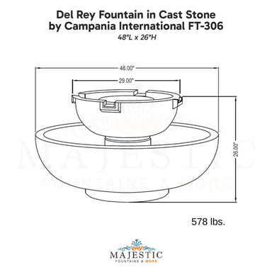 Campania Del Rey Fountain in Cast Stone FT-306 - Majestic Fountains
