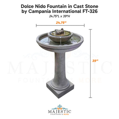Campania Dolce Nido Fountain in Cast Stone FT-326 - Majestic Fountains