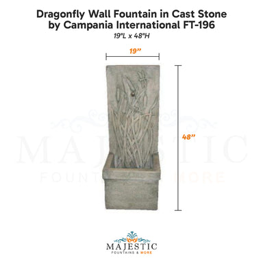 Campania Dragonfly Wall Fountain in Cast Stone FT-196 - Majestic Fountains