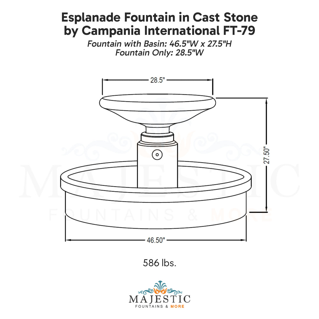 Campania Esplanade Fountain in Cast Stone FT-79 - Majestic Fountains