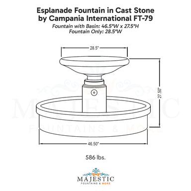 Campania Esplanade Fountain in Cast Stone FT-79 - Majestic Fountains