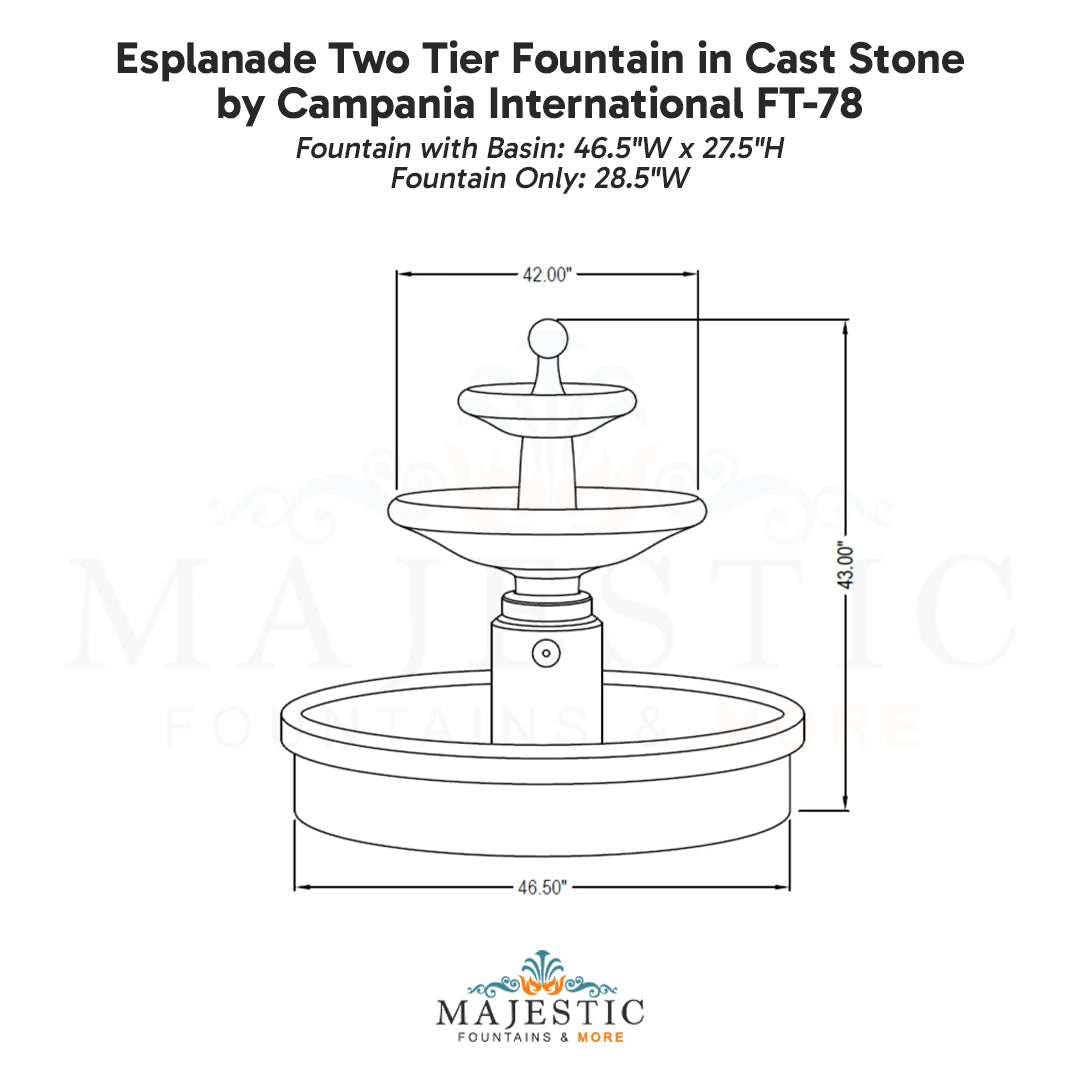 Campania Esplanade Two Tier Fountain in Cast Stone FT-78 - Majestic Fountains