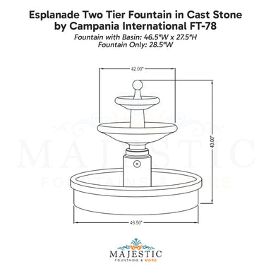 Campania Esplanade Two Tier Fountain in Cast Stone FT-78 - Majestic Fountains