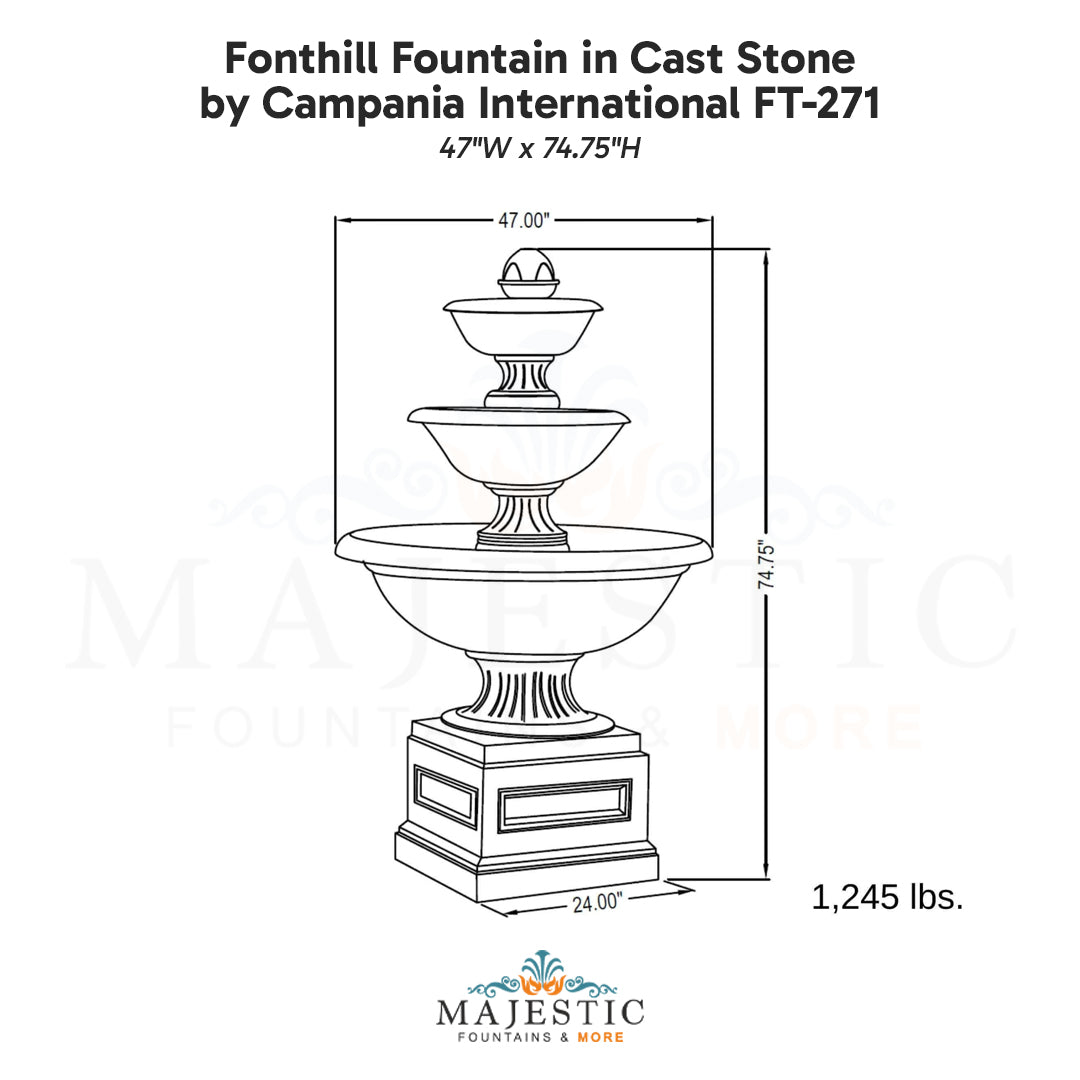 Campania Fonthill Fountain in Cast Stone FT-271 - Majestic Fountains