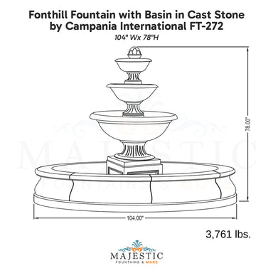 Campania Fonthill Fountain with Basin in Cast Stone FT-272 - Majestic Fountains