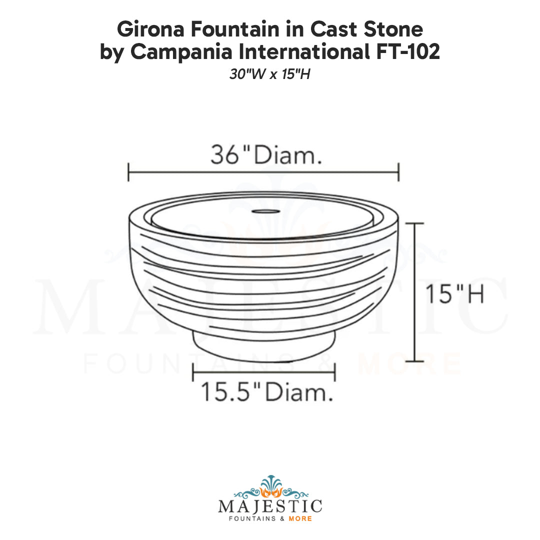 Campania Girona Fountain in Cast Stone FT-102 - Majestic Fountains