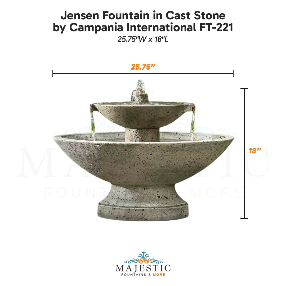 Campania Jensen Fountain in Cast Stone FT-221 - Majestic Fountains