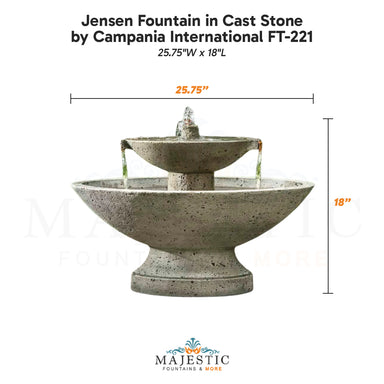 Campania Jensen Fountain in Cast Stone FT-221 - Majestic Fountains