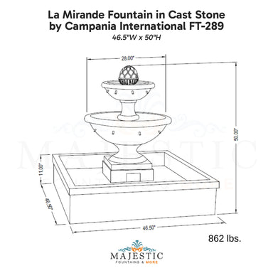 Campania La Mirande Fountain in Cast Stone FT-289 - Majestic Fountains