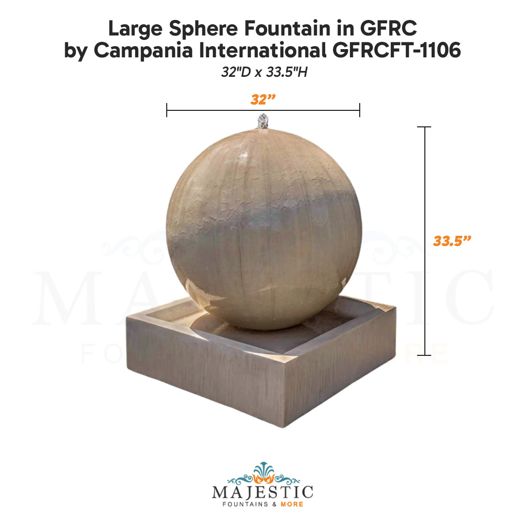 Campania Large Sphere Fountain in GFRC GFRCFT-1106 - Majestic Fountains