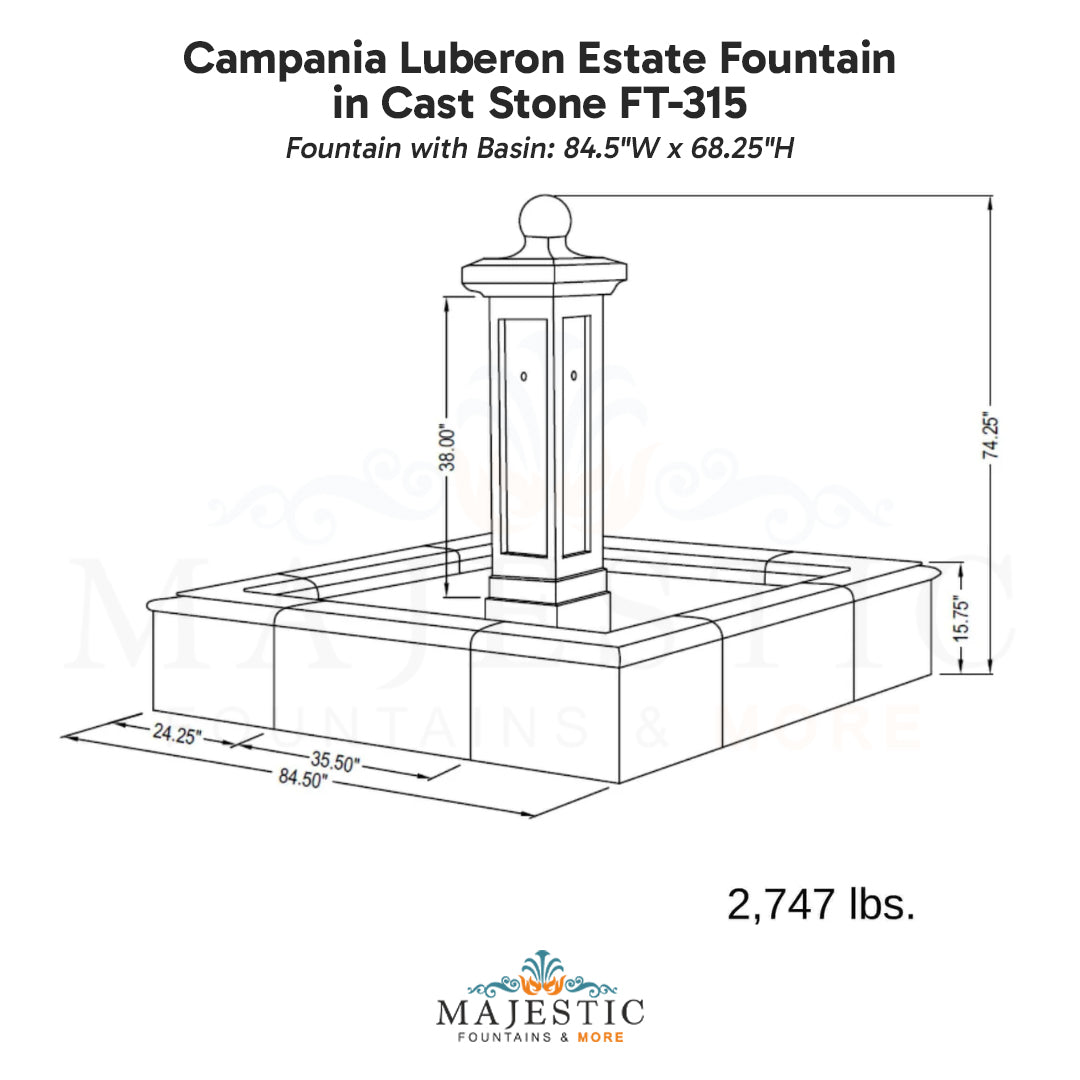 Campania Luberon Estate Fountain in Cast Stone FT-315 - Majestic Fountains