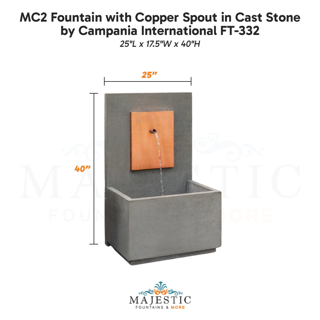 Campania MC2 Fountain with Copper Spout in Cast Stone FT-332 - Majestic Fountains