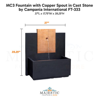 Campania MC3 Fountain with Copper Spout in Cast Stone FT-333 - Majestic Fountains