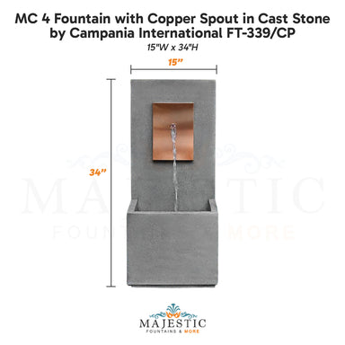 Campania MC 4 Fountain with Copper Spout in Cast Stone FT-339CP - Majestic Fountains