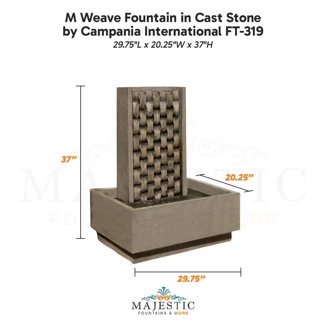Campania M Weave Fountain in Cast Stone FT-319 - Majestic Fountains