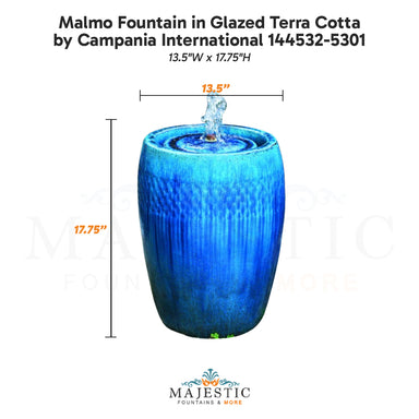 Campania Malmo Fountain in Glazed Terra Cotta 144532-5301 - Majestic Fountains