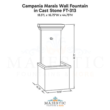 Campania Marais Wall Fountain in Cast Stone FT-313 - Majestic Fountains