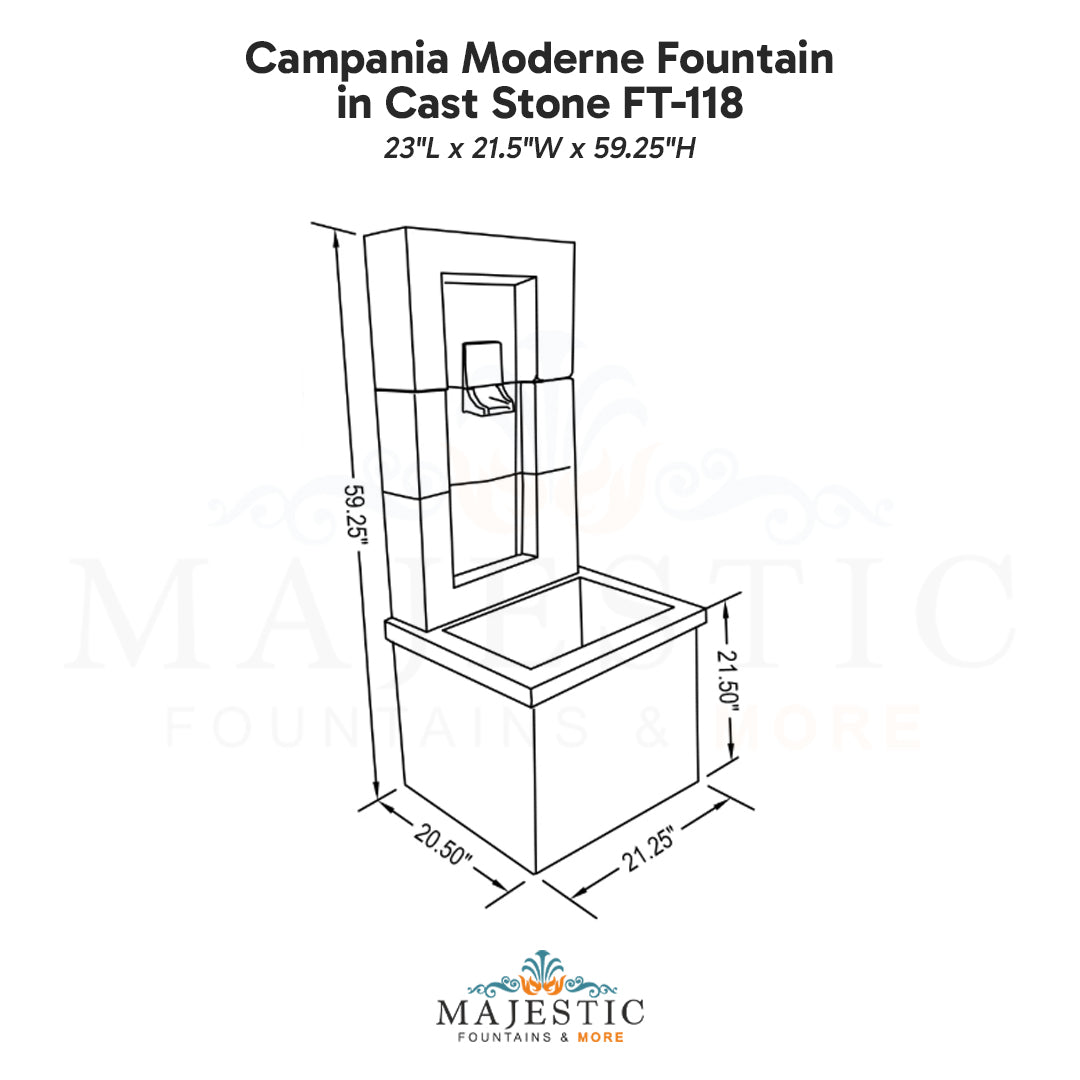 Campania Moderne Fountain in Cast Stone FT-118 - Majestic Fountains