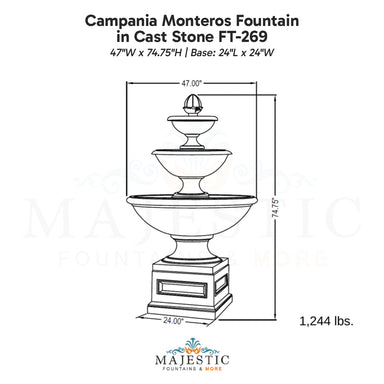 Campania Monteros Fountain in Cast Stone FT-269 - Majestic Fountains