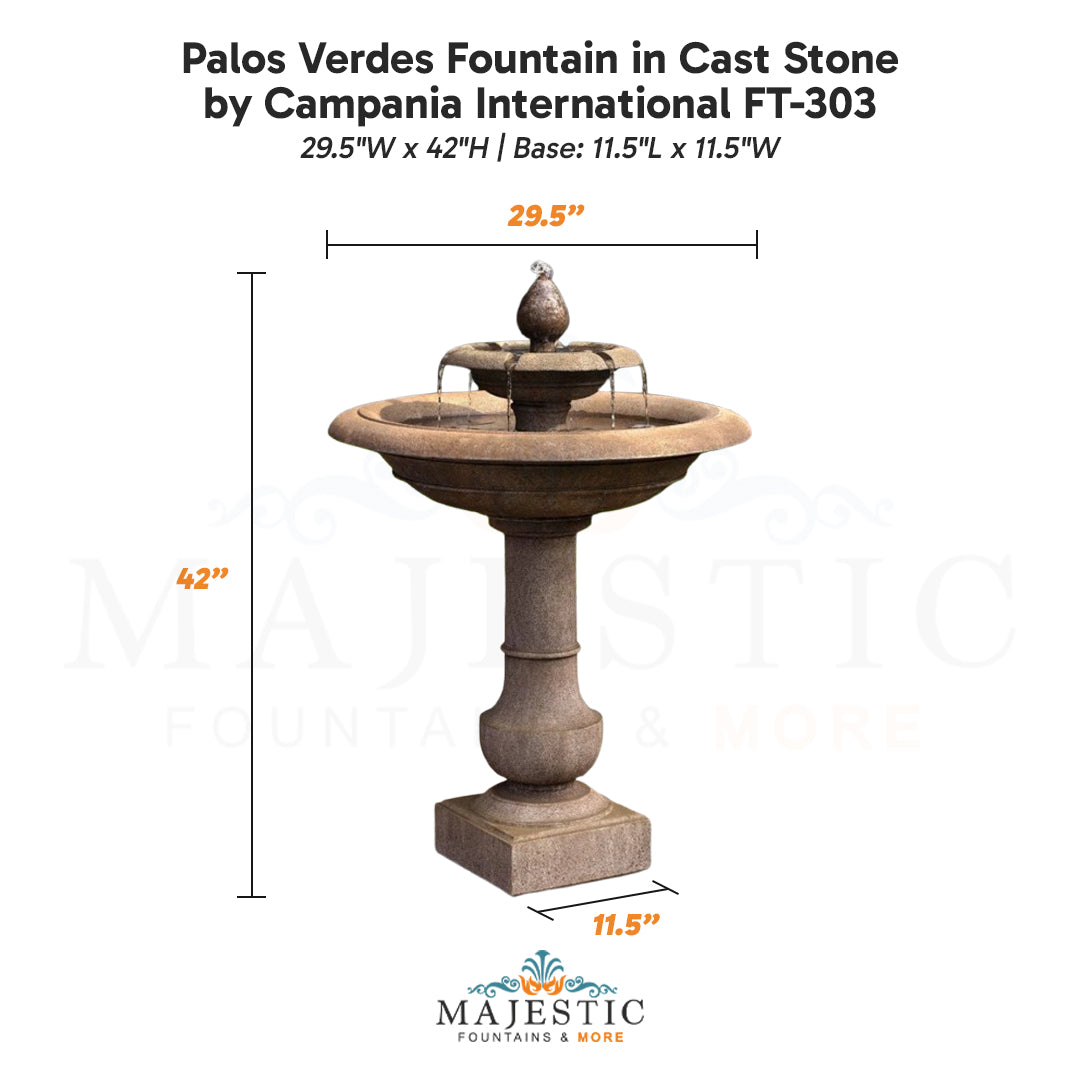 Campania Palos Verdes Fountain in Cast Stone FT-303 - Majestic Fountains