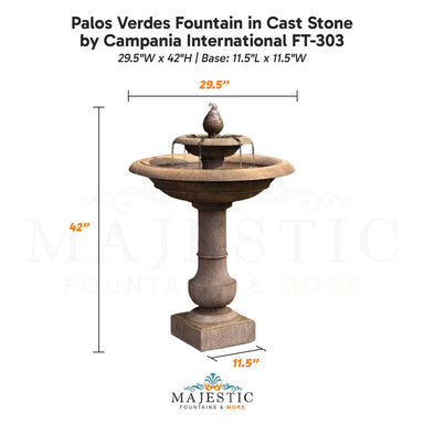Campania Palos Verdes Fountain in Cast Stone FT-303 - Majestic Fountains