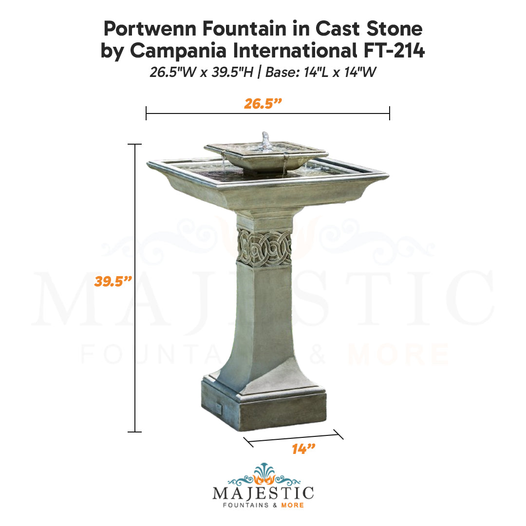 Campania Portwenn Fountain in Cast Stone FT-214 - Majestic Fountains