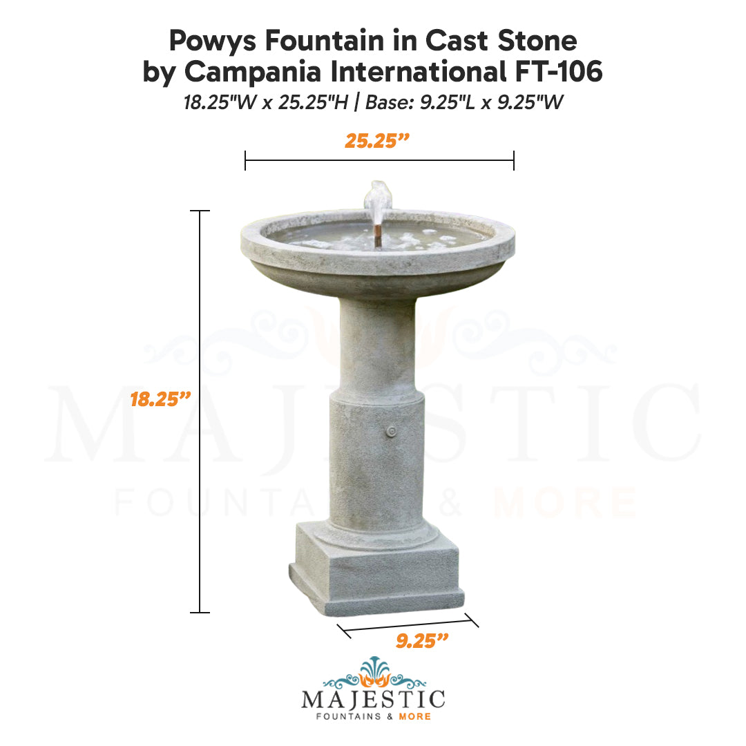 Campania Powys Fountain in Cast Stone FT-106 - Majestic Fountains