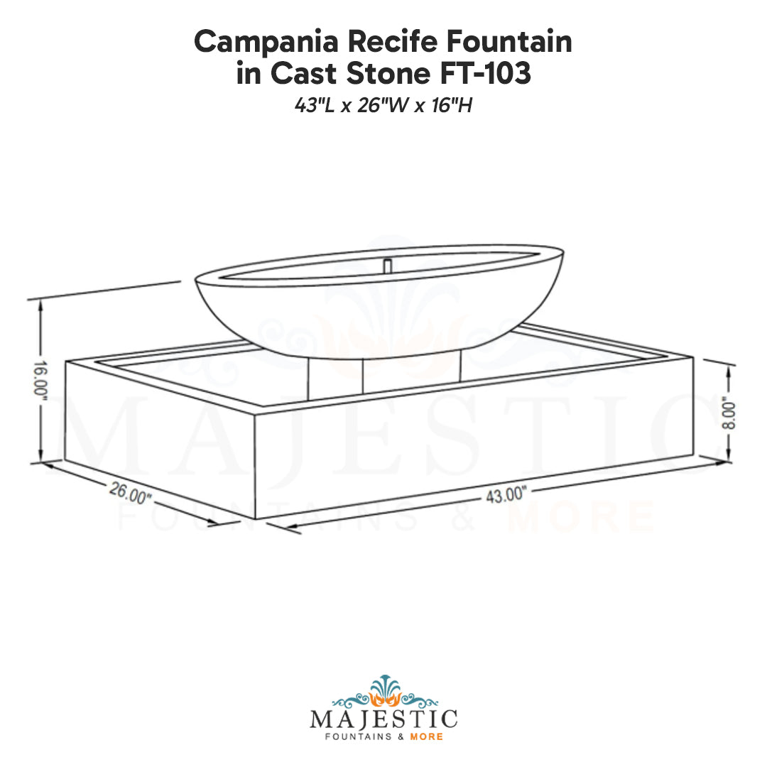 Campania Recife Fountain in Cast Stone FT-103 - Majestic Fountains